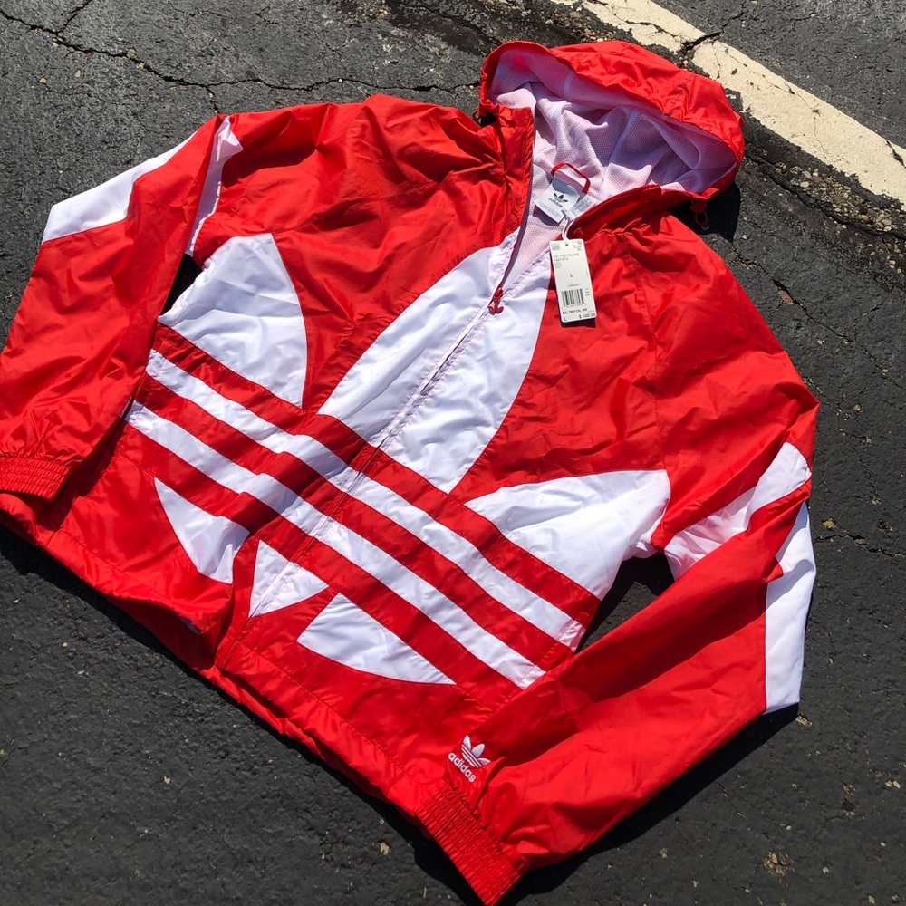 Adidas Windbreaker Jacket Coat Large Trefoil